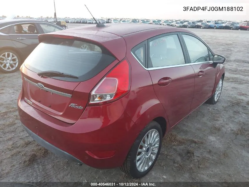 2016 Ford Fiesta Titanium VIN: 3FADP4FJ0GM188102 Lot: 40546031