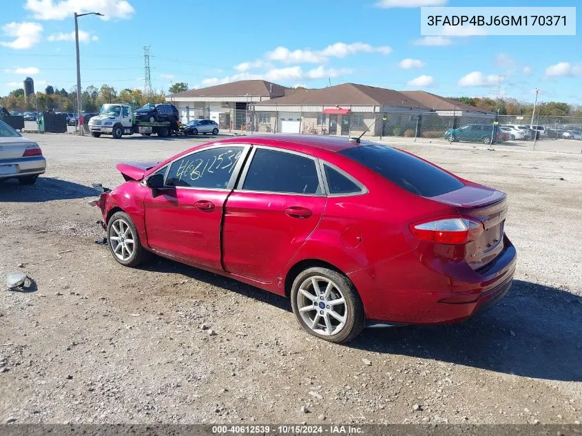 2016 Ford Fiesta Se VIN: 3FADP4BJ6GM170371 Lot: 40612539