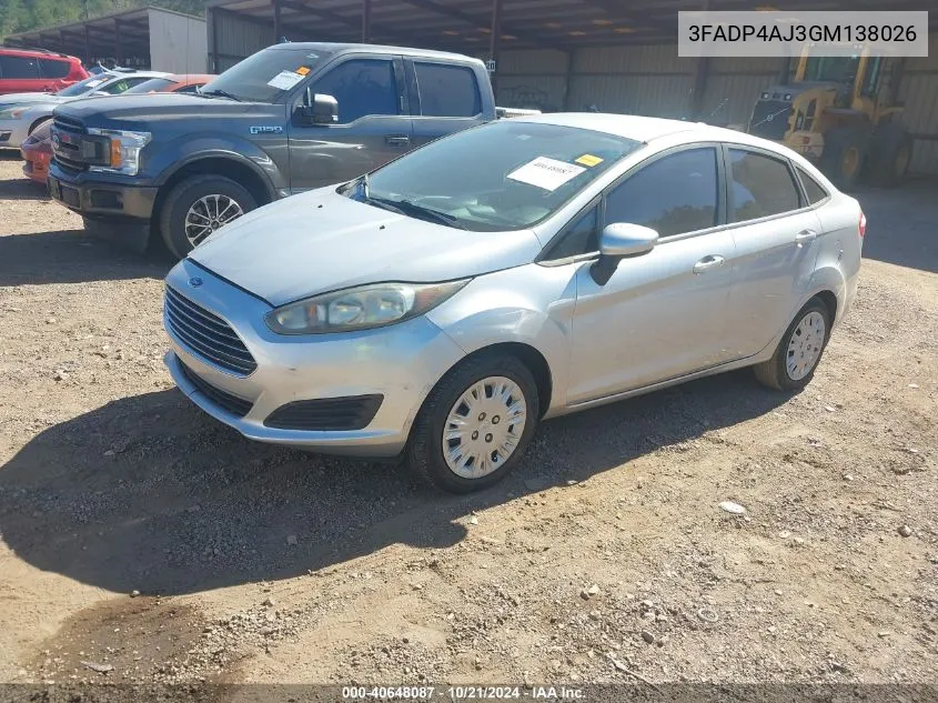 2016 Ford Fiesta S VIN: 3FADP4AJ3GM138026 Lot: 40648087