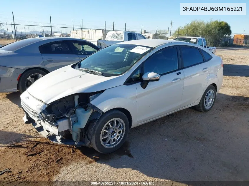 2016 Ford Fiesta Se VIN: 3FADP4BJ6GM165221 Lot: 40755227