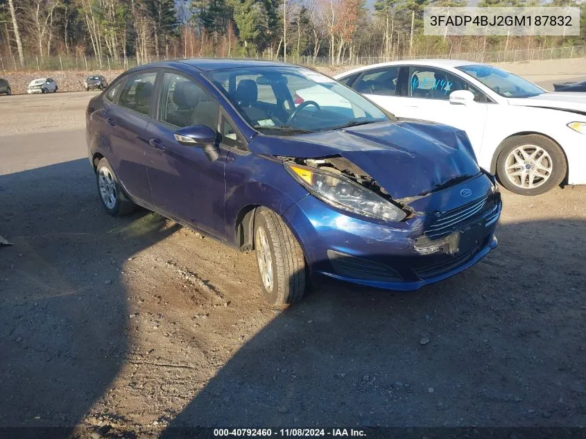 2016 Ford Fiesta Se VIN: 3FADP4BJ2GM187832 Lot: 40792460