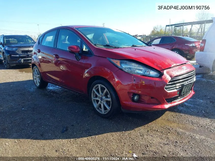 2016 Ford Fiesta Se VIN: 3FADP4EJ0GM190756 Lot: 40800276