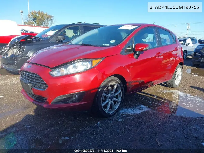 2016 Ford Fiesta Se VIN: 3FADP4EJ0GM190756 Lot: 40800276