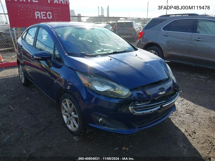 2016 Ford Fiesta Se VIN: 3FADP4BJ0GM119478 Lot: 40804531