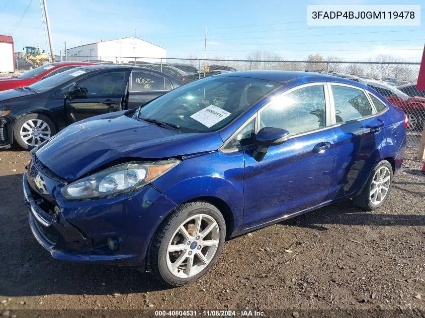 2016 Ford Fiesta Se VIN: 3FADP4BJ0GM119478 Lot: 40804531