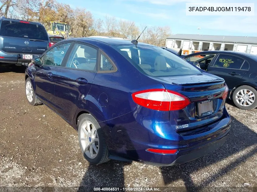 2016 Ford Fiesta Se VIN: 3FADP4BJ0GM119478 Lot: 40804531