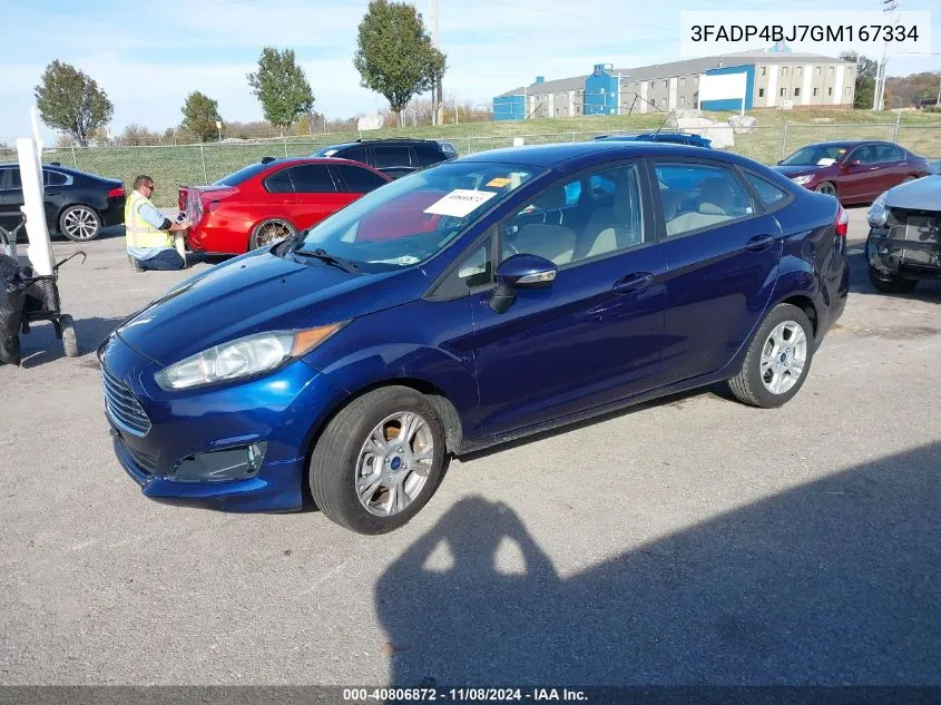 2016 Ford Fiesta Se VIN: 3FADP4BJ7GM167334 Lot: 40806872