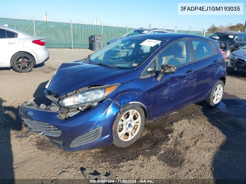 2016 Ford Fiesta Se VIN: 3FADP4EJ1GM193035 Lot: 40807504