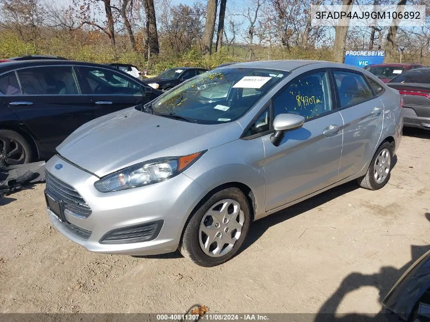 2016 Ford Fiesta S VIN: 3FADP4AJ9GM106892 Lot: 40811307