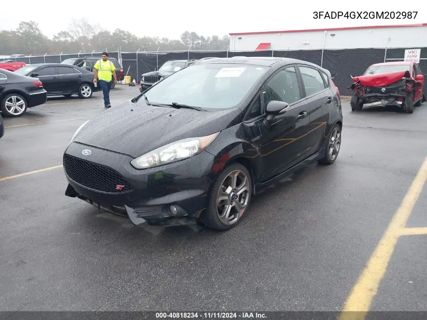 2016 Ford Fiesta St VIN: 3FADP4GX2GM202987 Lot: 40818234