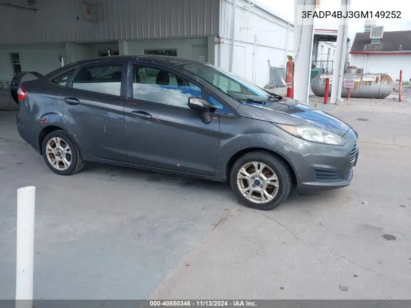 2016 Ford Fiesta Se VIN: 3FADP4BJ3GM149252 Lot: 40850346