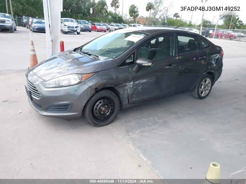 2016 Ford Fiesta Se VIN: 3FADP4BJ3GM149252 Lot: 40850346