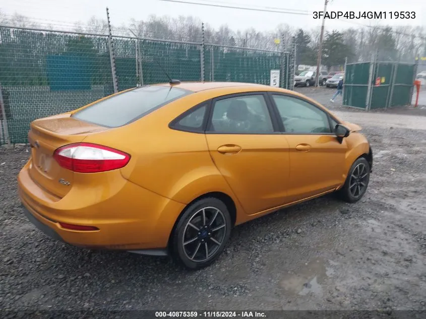 2016 Ford Fiesta Se VIN: 3FADP4BJ4GM119533 Lot: 40875359