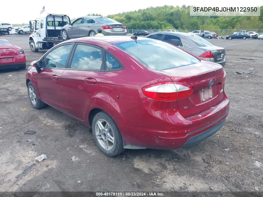 2017 Ford Fiesta Se VIN: 3FADP4BJ0HM122950 Lot: 40178111