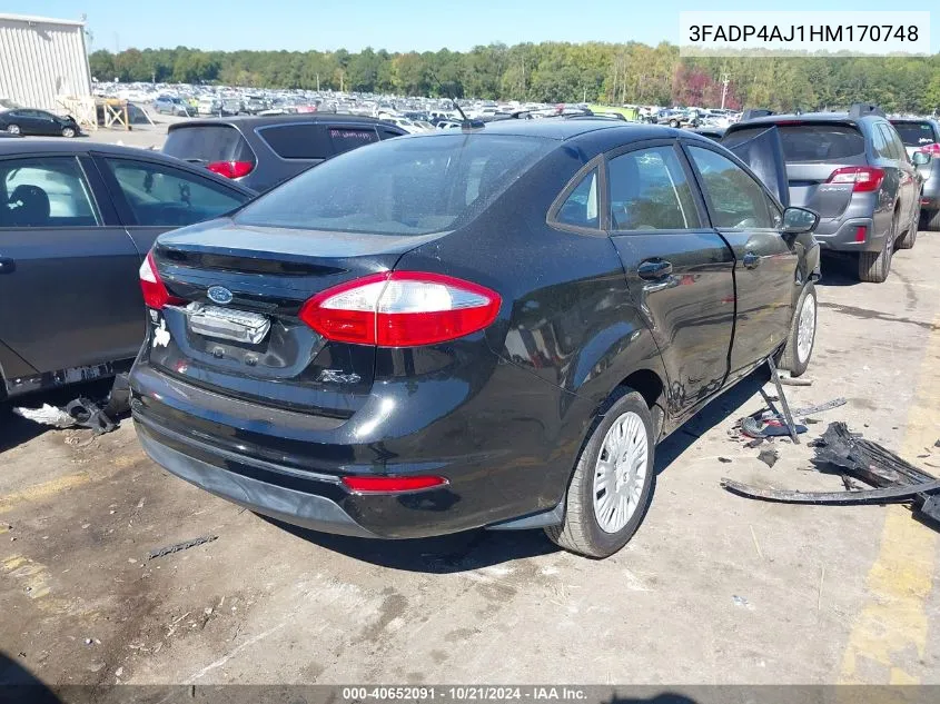 2017 Ford Fiesta S VIN: 3FADP4AJ1HM170748 Lot: 40652091