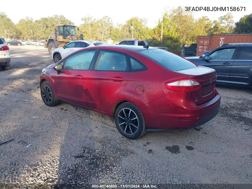 2017 Ford Fiesta Se VIN: 3FADP4BJ0HM158671 Lot: 40740803