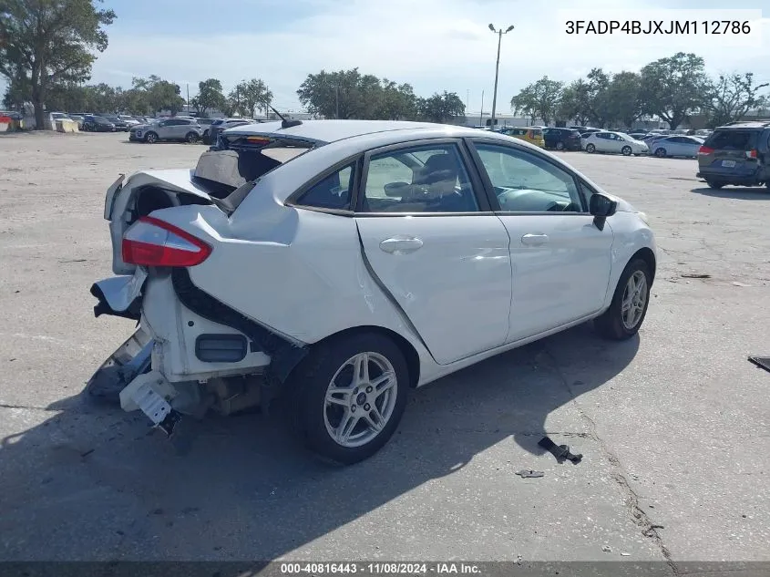 2018 Ford Fiesta Se VIN: 3FADP4BJXJM112786 Lot: 40816443