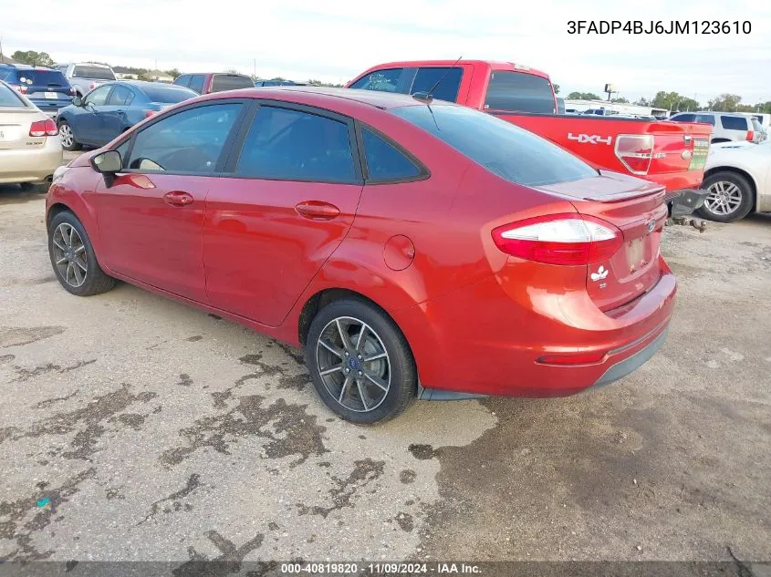 2018 Ford Fiesta Se VIN: 3FADP4BJ6JM123610 Lot: 40819820