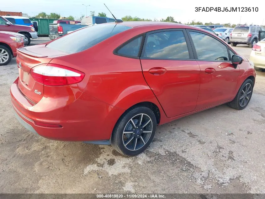 2018 Ford Fiesta Se VIN: 3FADP4BJ6JM123610 Lot: 40819820