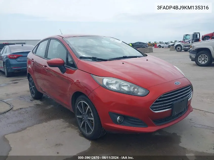 2019 Ford Fiesta Se VIN: 3FADP4BJ9KM135316 Lot: 39612670