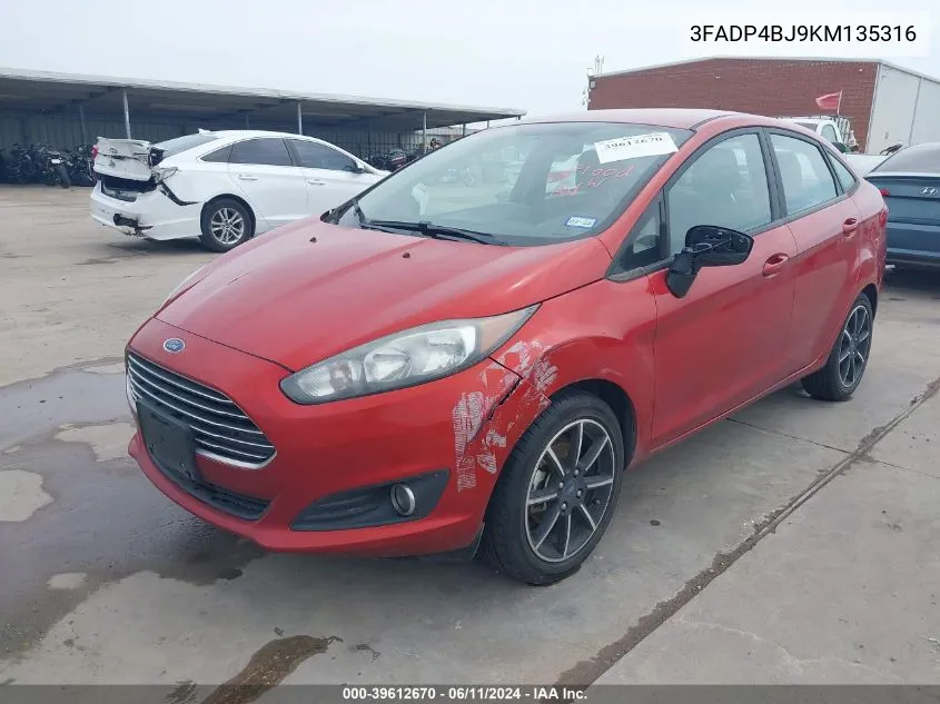 2019 Ford Fiesta Se VIN: 3FADP4BJ9KM135316 Lot: 39612670