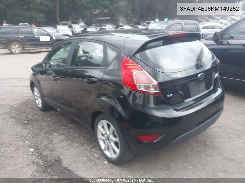 2019 Ford Fiesta Se VIN: 3FADP4EJ8KM149252 Lot: 39904498