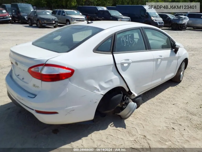 2019 Ford Fiesta Se VIN: 3FADP4BJ6KM123401 Lot: 39988080