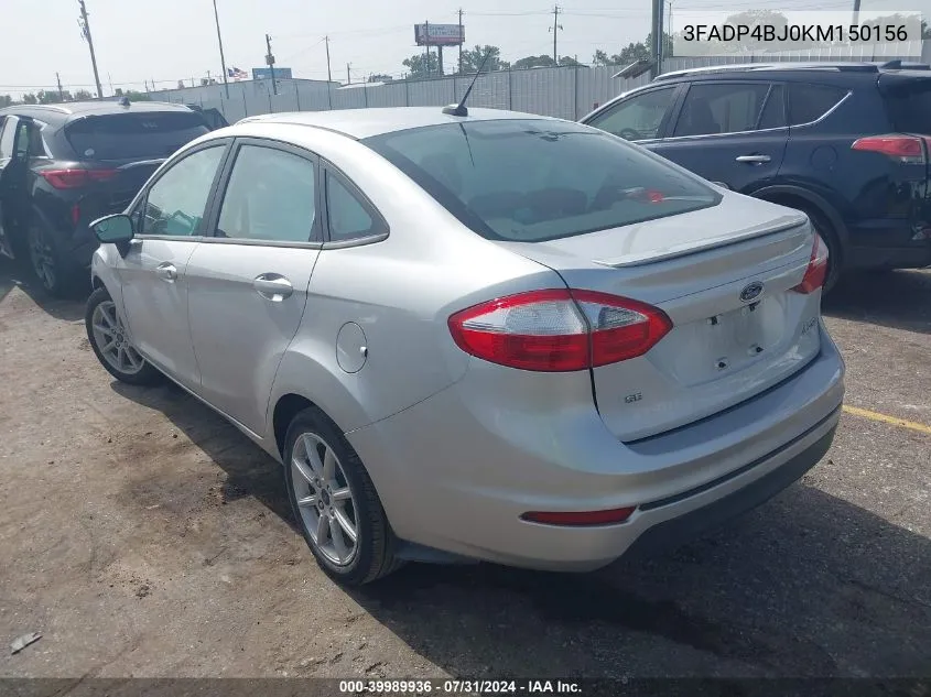 2019 Ford Fiesta Se VIN: 3FADP4BJ0KM150156 Lot: 39989936