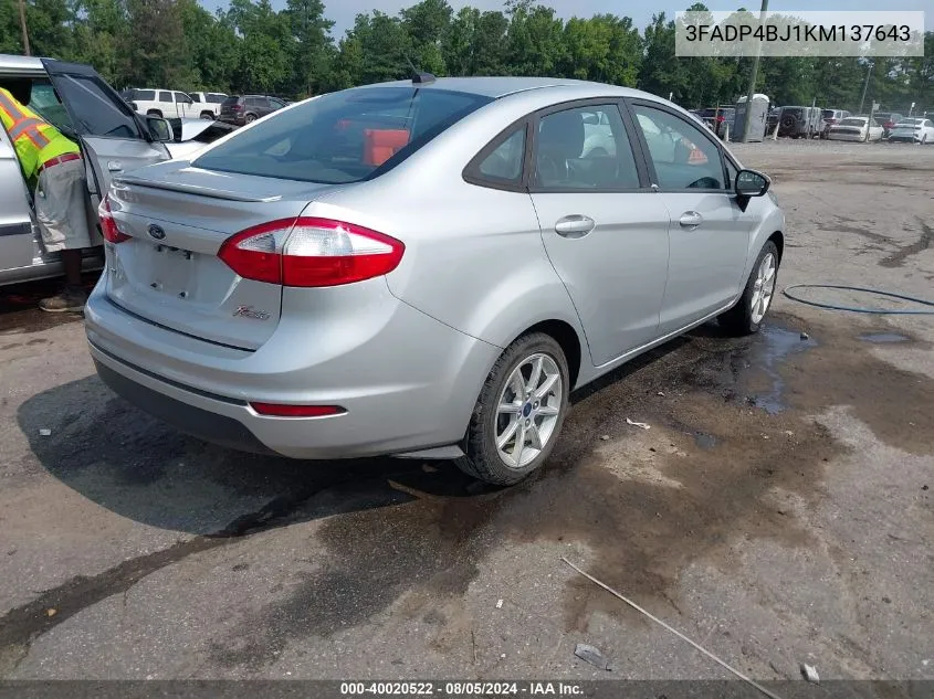 2019 Ford Fiesta Se VIN: 3FADP4BJ1KM137643 Lot: 40020522