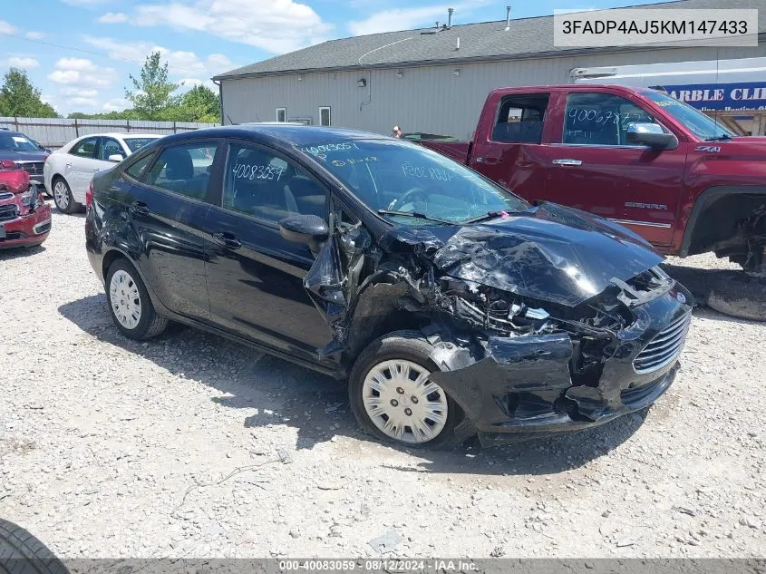 2019 Ford Fiesta S VIN: 3FADP4AJ5KM147433 Lot: 40083059