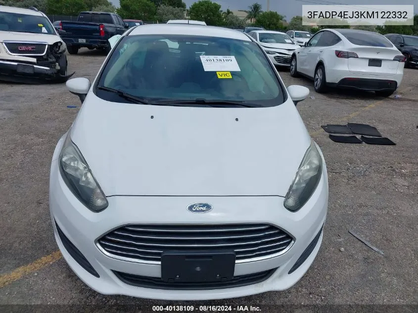 2019 Ford Fiesta Se VIN: 3FADP4EJ3KM122332 Lot: 40138109