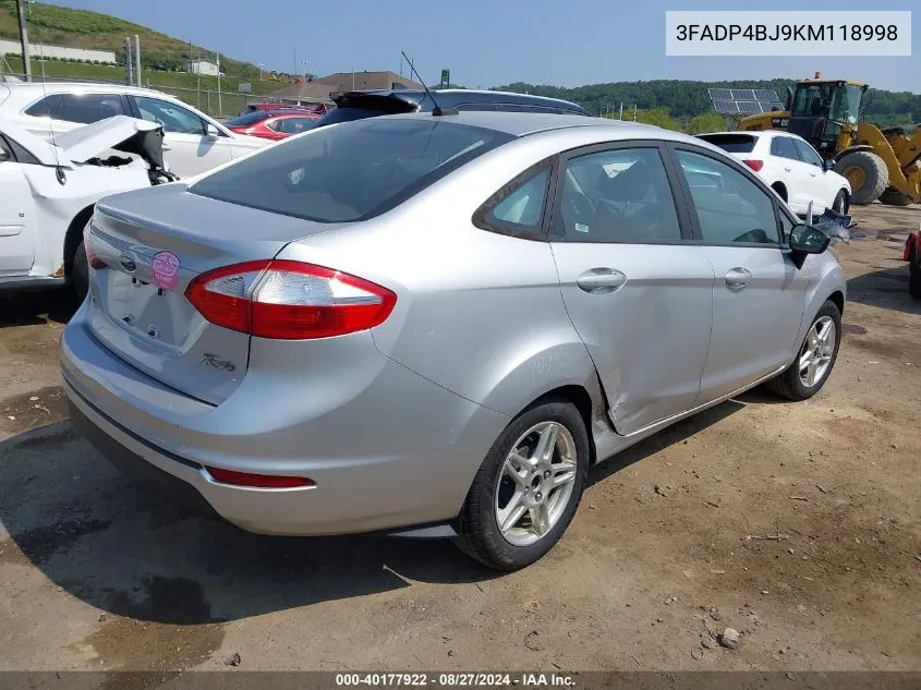 2019 Ford Fiesta Se VIN: 3FADP4BJ9KM118998 Lot: 40177922