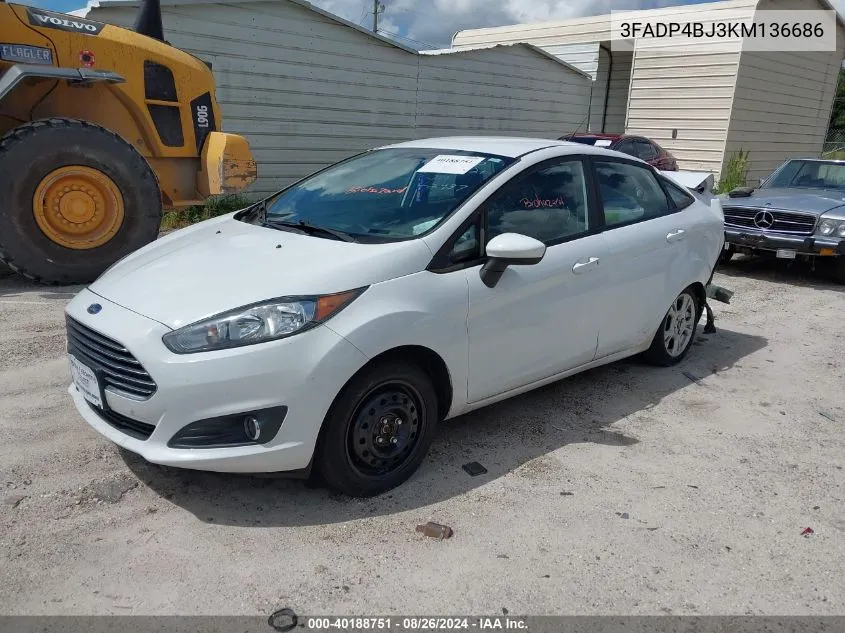 2019 Ford Fiesta Se VIN: 3FADP4BJ3KM136686 Lot: 40188751