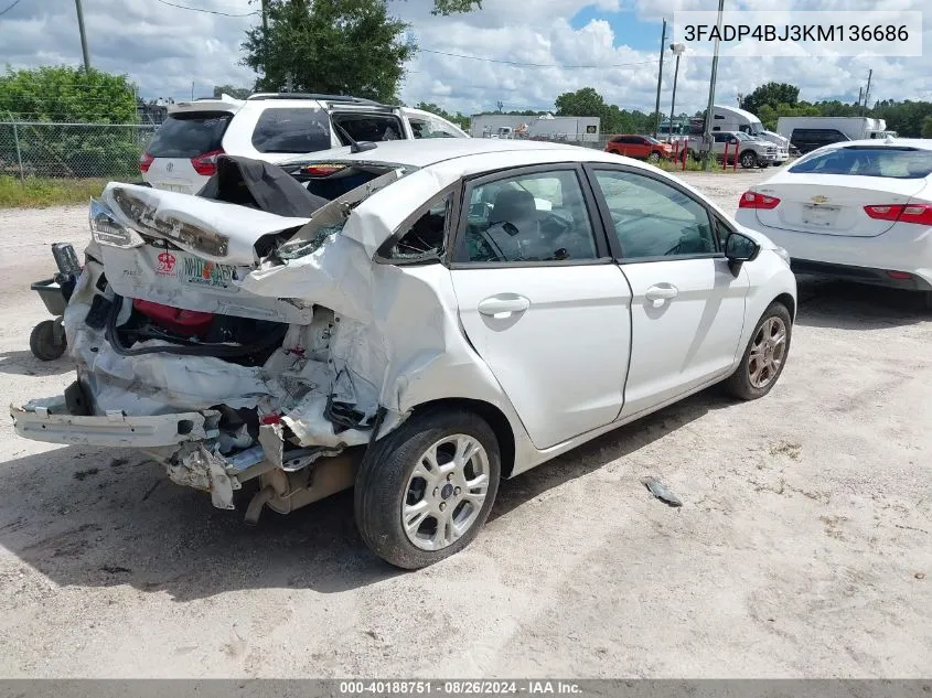 2019 Ford Fiesta Se VIN: 3FADP4BJ3KM136686 Lot: 40188751