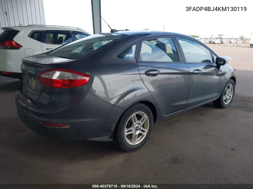 2019 Ford Fiesta Se VIN: 3FADP4BJ4KM130119 Lot: 40378715