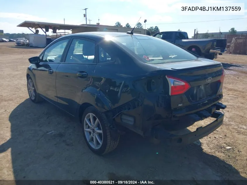 2019 Ford Fiesta Se VIN: 3FADP4BJ1KM137559 Lot: 40380521