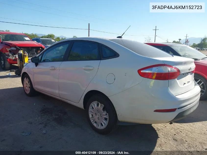 2019 Ford Fiesta S VIN: 3FADP4AJ6KM152723 Lot: 40412109