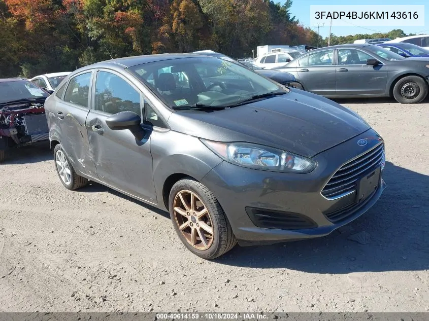 2019 Ford Fiesta Se VIN: 3FADP4BJ6KM143616 Lot: 40614159