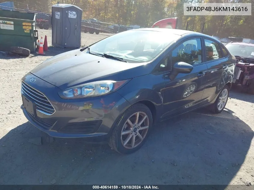 2019 Ford Fiesta Se VIN: 3FADP4BJ6KM143616 Lot: 40614159