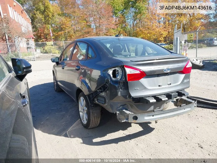 2019 Ford Fiesta Se VIN: 3FADP4BJ6KM143616 Lot: 40614159