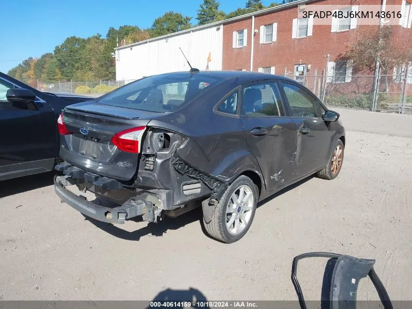 2019 Ford Fiesta Se VIN: 3FADP4BJ6KM143616 Lot: 40614159