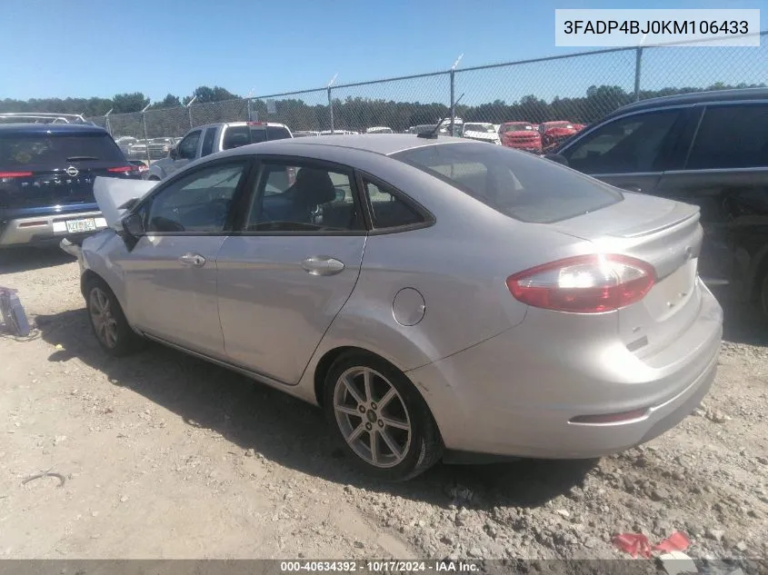 2019 Ford Fiesta Se VIN: 3FADP4BJ0KM106433 Lot: 40634392