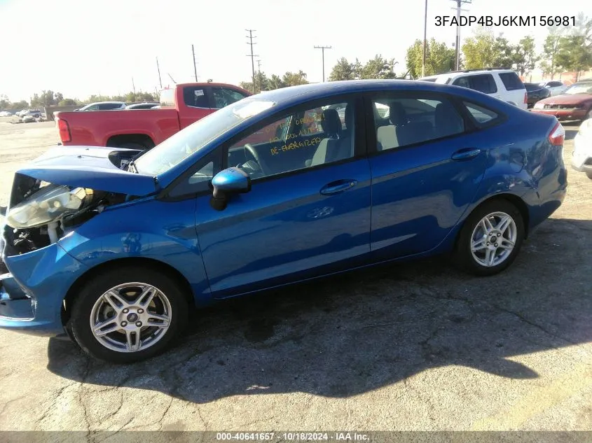 2019 Ford Fiesta Se VIN: 3FADP4BJ6KM156981 Lot: 40641657