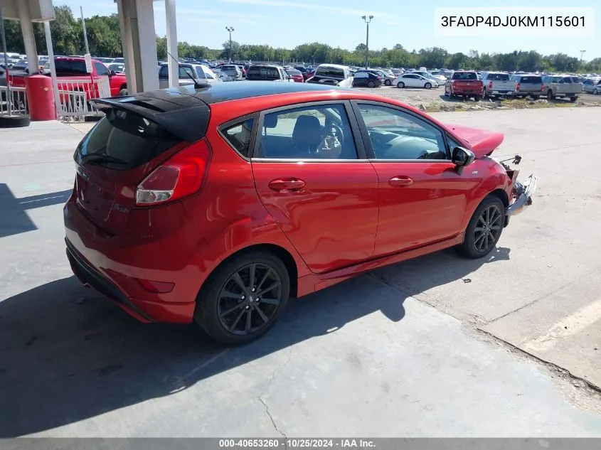 2019 Ford Fiesta St Line VIN: 3FADP4DJ0KM115601 Lot: 40653260