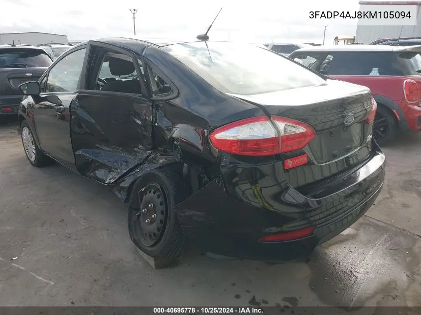 2019 Ford Fiesta S VIN: 3FADP4AJ8KM105094 Lot: 40695778