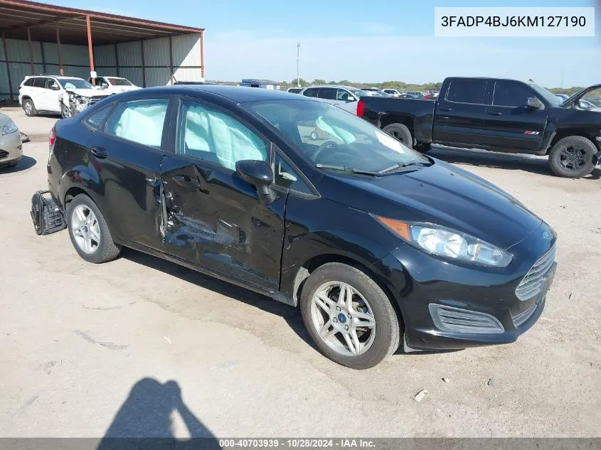 2019 Ford Fiesta Se VIN: 3FADP4BJ6KM127190 Lot: 40703939