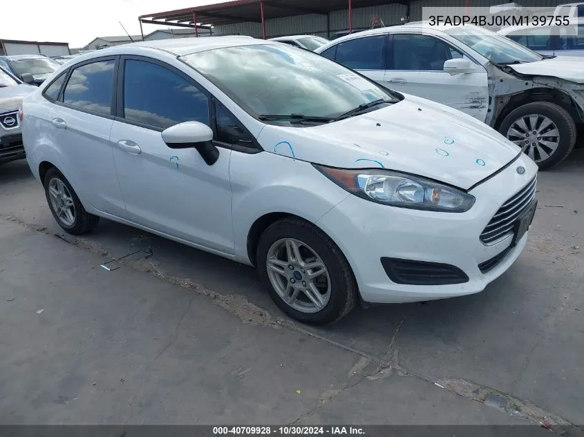 2019 Ford Fiesta Se VIN: 3FADP4BJ0KM139755 Lot: 40709928