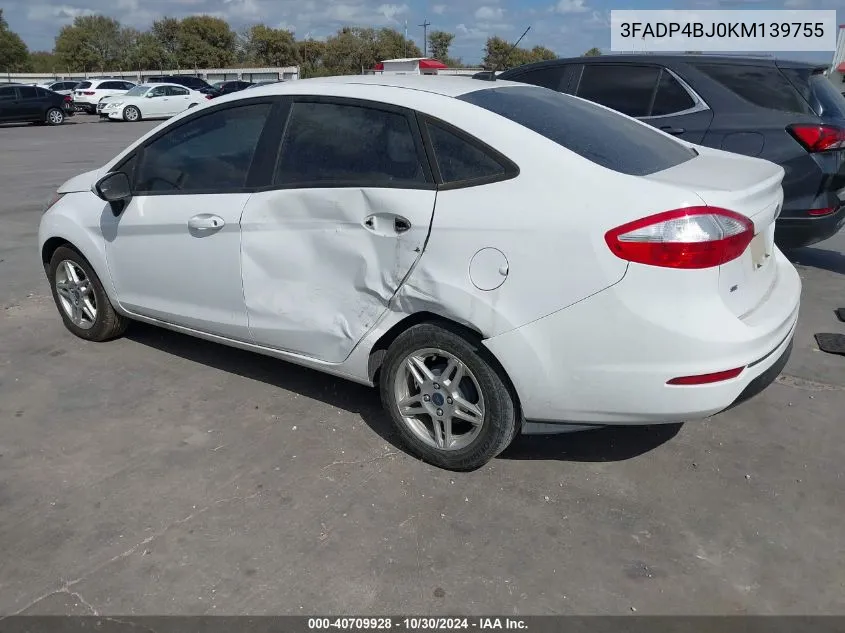 2019 Ford Fiesta Se VIN: 3FADP4BJ0KM139755 Lot: 40709928