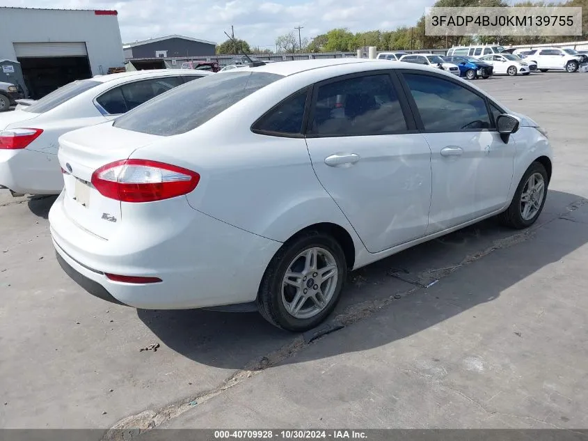 2019 Ford Fiesta Se VIN: 3FADP4BJ0KM139755 Lot: 40709928