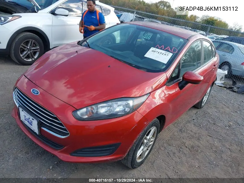 2019 Ford Fiesta Se VIN: 3FADP4BJ6KM153112 Lot: 40715157